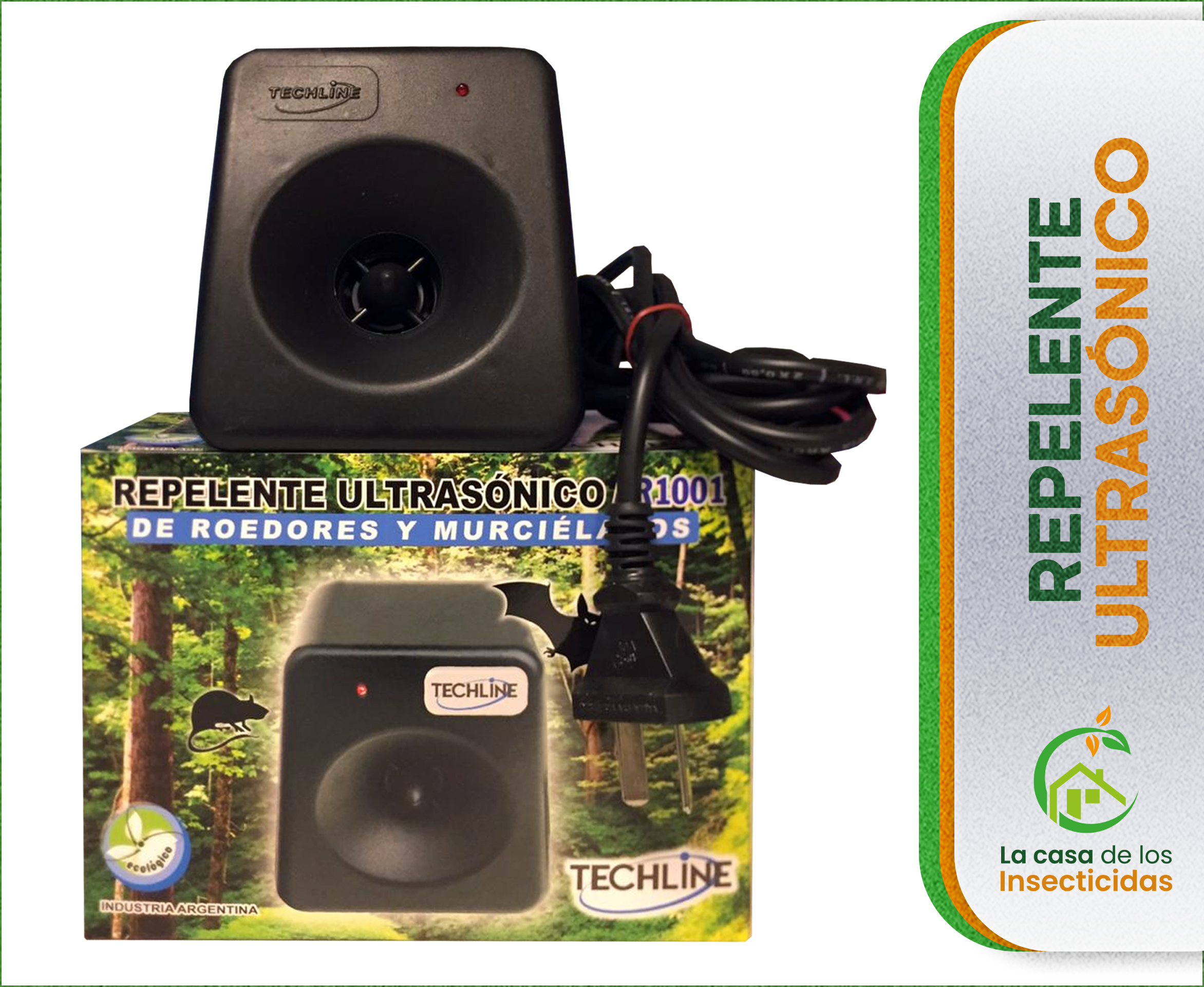 Repelente por Ultrasonido de ratas y roedores ahuyentador electrónico.